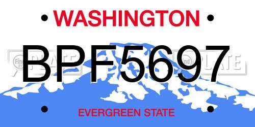 BPF5697 Washington License Plate