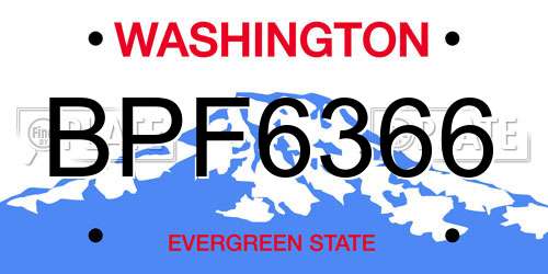 BPF6366 Washington License Plate