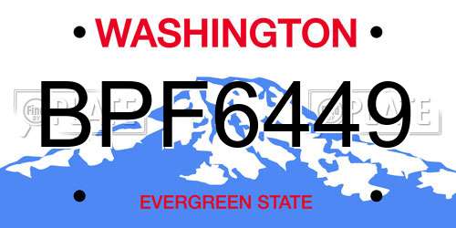BPF6449 Washington License Plate