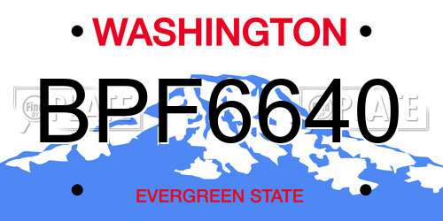 BPF6640 Washington License Plate