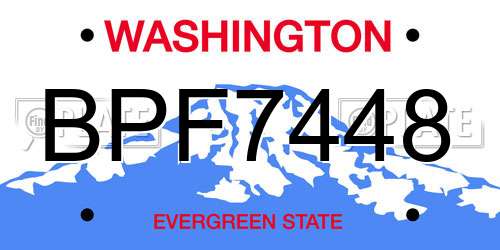 BPF7448 Washington License Plate