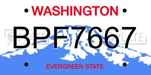 BPF7667 Washington License Plate