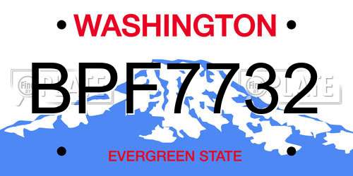 BPF7732 Washington License Plate