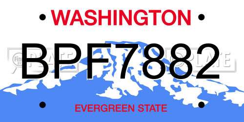 BPF7882 Washington License Plate