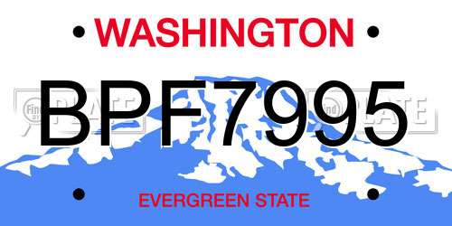 BPF7995 Washington License Plate