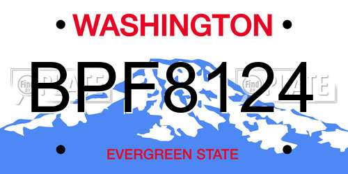 BPF8124 Washington License Plate