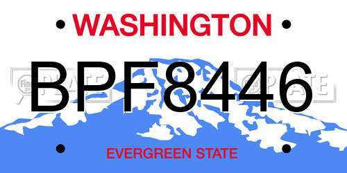 BPF8446 Washington License Plate