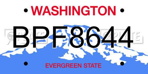 BPF8644 Washington License Plate