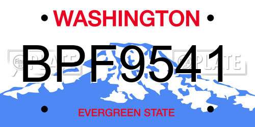 BPF9541 Washington License Plate
