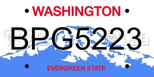 BPG5223 Washington License Plate