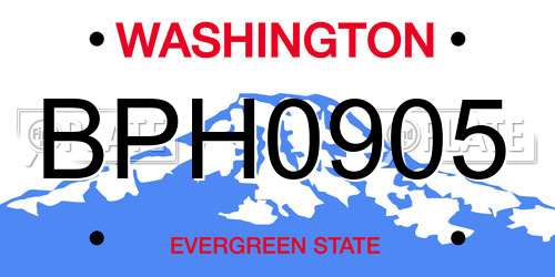 BPH0905 Washington License Plate