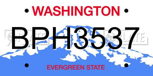 BPH3537 Washington License Plate
