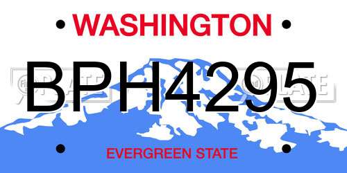 BPH4295 Washington License Plate