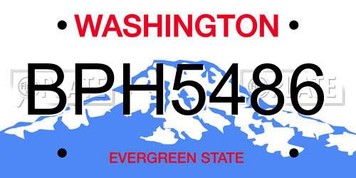 BPH5486 Washington License Plate