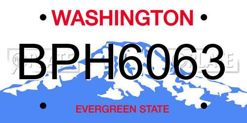 BPH6063 Washington License Plate