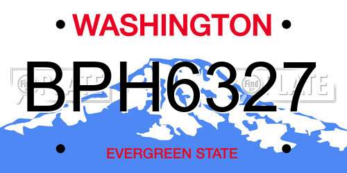 BPH6327 Washington License Plate