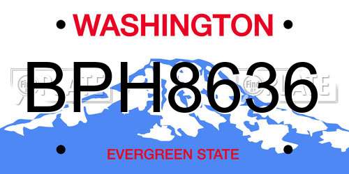 BPH8636 Washington License Plate