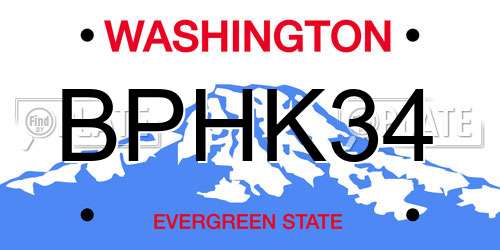 BPHK34 Washington License Plate