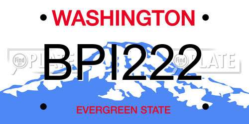 BPI222 Washington License Plate