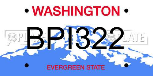 BPI322 Washington License Plate