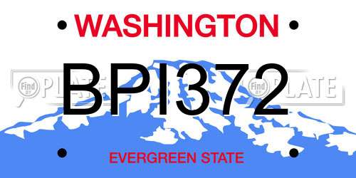 BPI372 Washington License Plate
