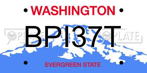 BPI37T Washington License Plate