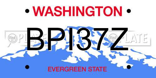 BPI37Z Washington License Plate