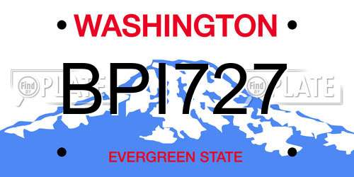 BPI727 Washington License Plate