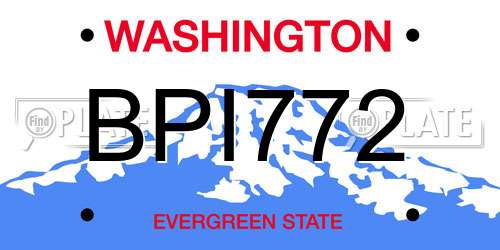 BPI772 Washington License Plate
