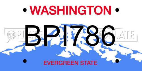 BPI786 Washington License Plate