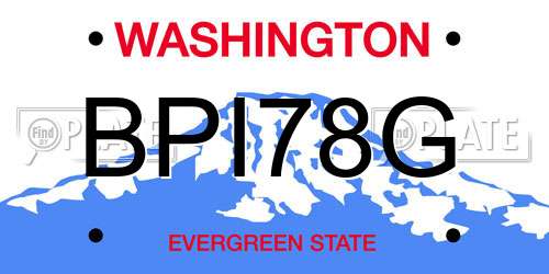BPI78G Washington License Plate