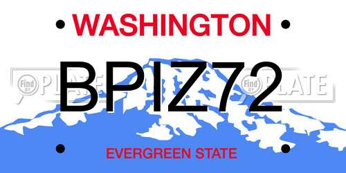 BPIZ72 Washington License Plate