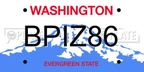 BPIZ86 Washington License Plate