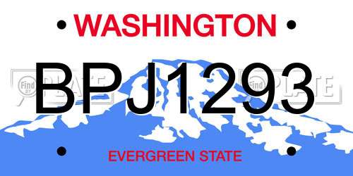 BPJ1293 Washington License Plate