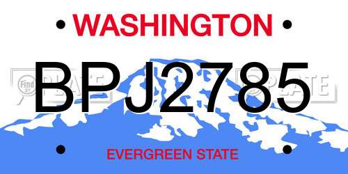 BPJ2785 Washington License Plate