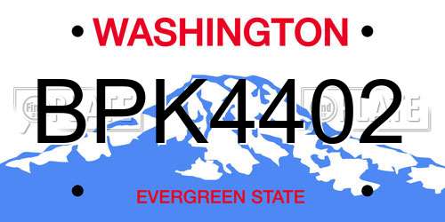 BPK4402 Washington License Plate