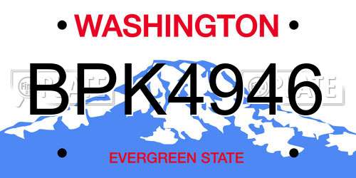 BPK4946 Washington License Plate