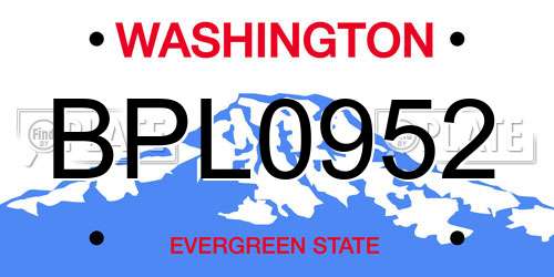 BPL0952 Washington License Plate