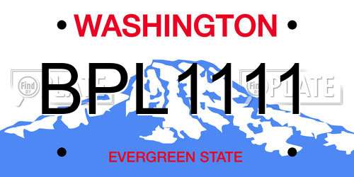 BPL1111 Washington License Plate