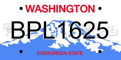 BPL1625 Washington License Plate