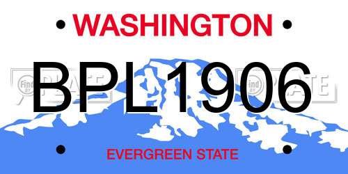 BPL1906 Washington License Plate