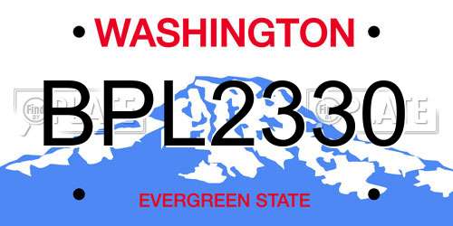 BPL2330 Washington License Plate