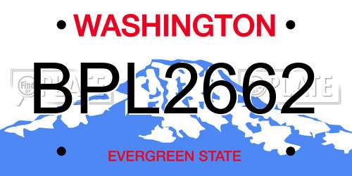 BPL2662 Washington License Plate