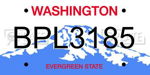 BPL3185 Washington License Plate