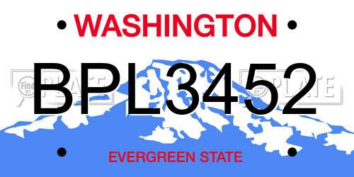 BPL3452 Washington License Plate