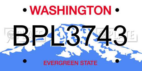 BPL3743 Washington License Plate