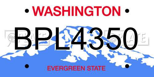 BPL4350 Washington License Plate