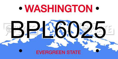 BPL6025 Washington License Plate