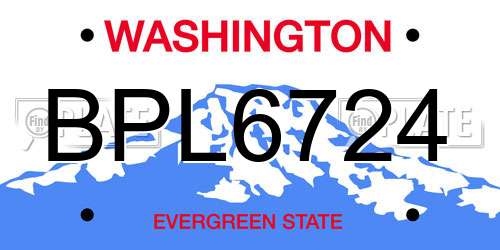BPL6724 Washington License Plate