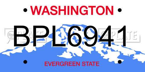 BPL6941 Washington License Plate